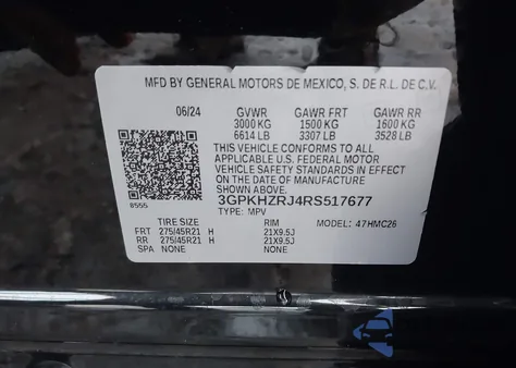 2024 Honda Prologue Elite из США, поврежденный, VIN 3GPKHZRJ4RS517677